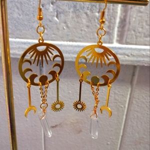 Phase of the moon drop crystal earrings